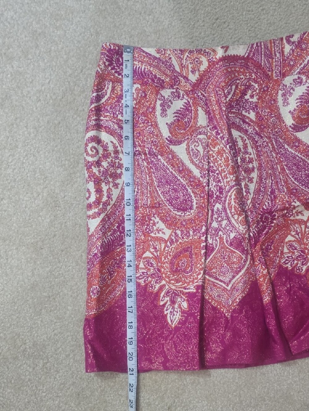 Ann Taylor Pink Paisley A-Line Skirt with Orange & Cream Accents - Picture 9 of 10